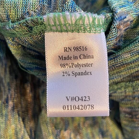 Coldwater Creek Faux Wrap Top Womens Size 1X Green Floral Long Sleeve Blouse - Picture 6 of 8